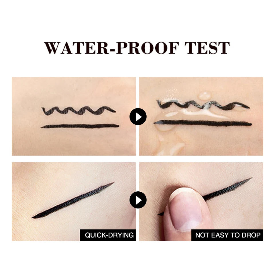 Dual-Ended Stamp Eyeliner Pen Waterproof And Smudge-Proof Black Eyeliner With Triangular Tip Long-Lasting Precision