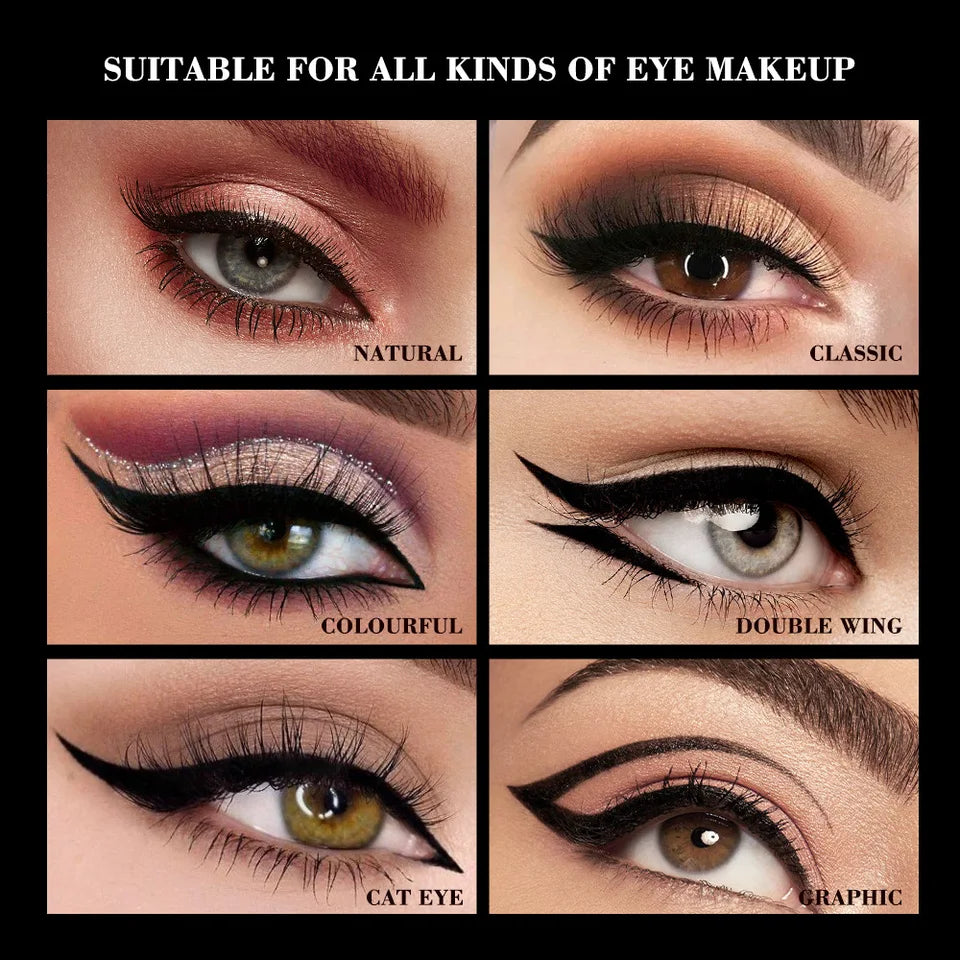 Dual-Ended Stamp Eyeliner Pen Waterproof And Smudge-Proof Black Eyeliner With Triangular Tip Long-Lasting Precision