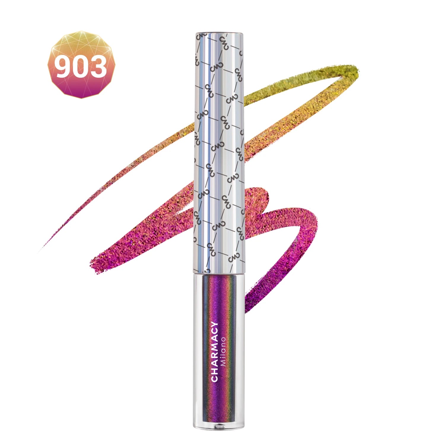 CHARMACY Duochrome Glitter Liquid Eyeliner Long Lasting Waterproof Smudgeproof Ultra Fine Tip Eye Liner Women Makeup Cosmetics