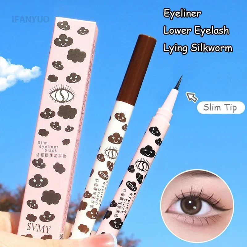 0.01mm Liquid Eyeliner Pen Ultra-thin Matte Smooth Quick Dry Waterproof Eyeliner Lower Eyelash Silkworm Pencil Non Smudging